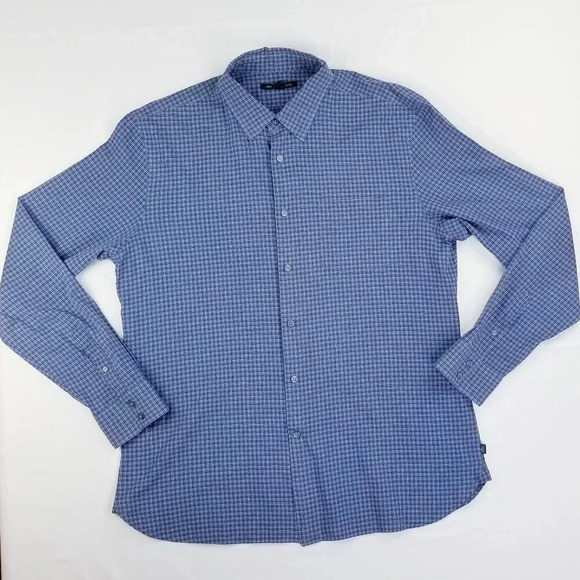 John Varvatos USA Logo Tag Blue White Check XL - Picture 1 of 6